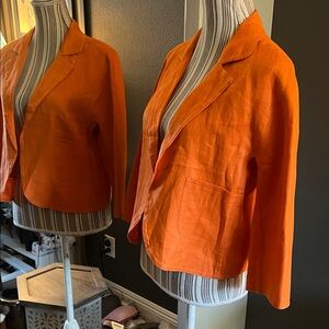 🛑 1 hour sale. Charles Nolan, size 12, Linen, Vibrant Orange Blazer